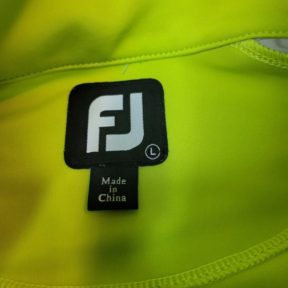 FootJoy Safety Yellow Pullover Mens Large 1/4 Zip Golf Jacket Nylon Stretch Logo